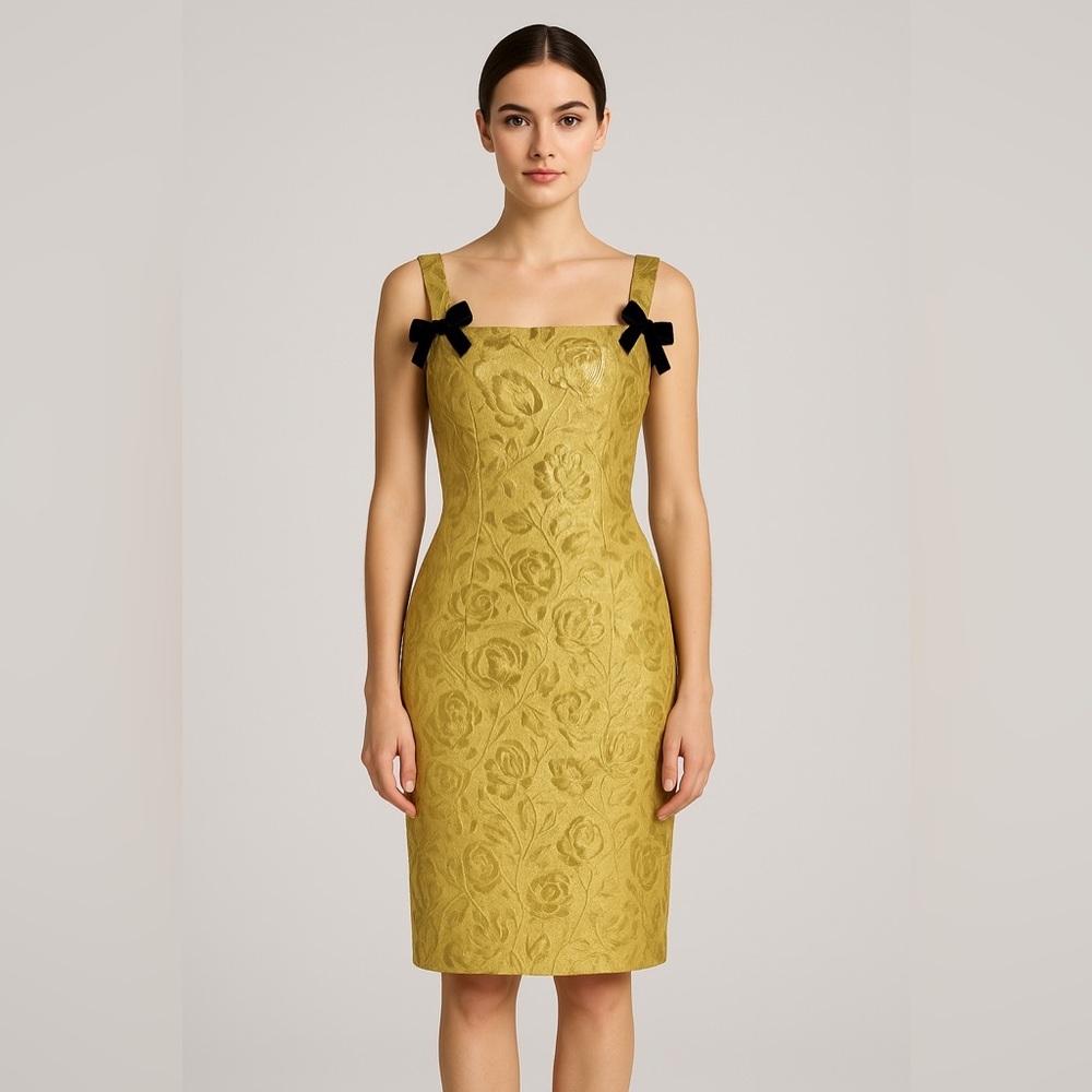Dolce & Gabbana NWT Jacquard Dorato Dress in Gold/ Size 6